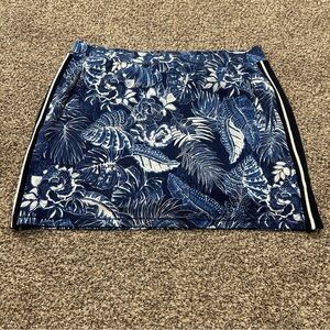 T By Talbots Everyday Yoga Skort 2x Floral Zipper Pockets Blue Coastal Knit Golf
